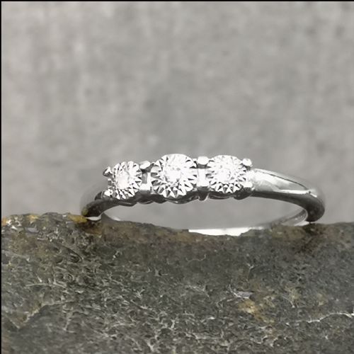 9ct White Gold Diamond Three Stone Ring