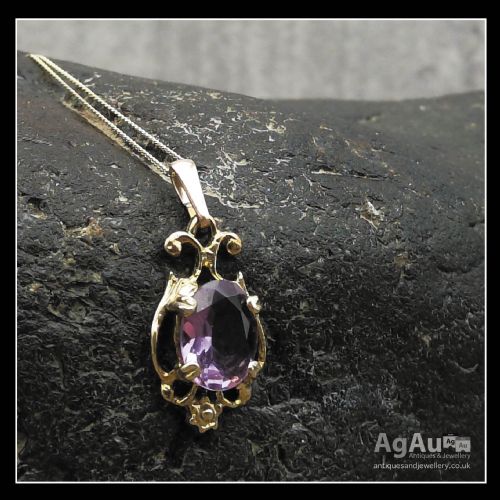 fig 1. 9ct Gold Art Noveau Amethyst Necklace