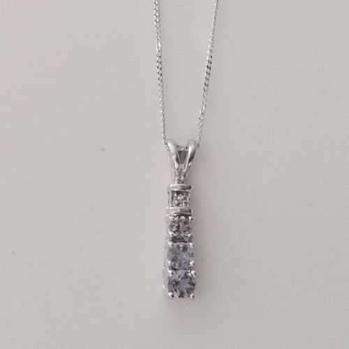 10ct White Gold Tanzanite & Diamond Pendant Necklace