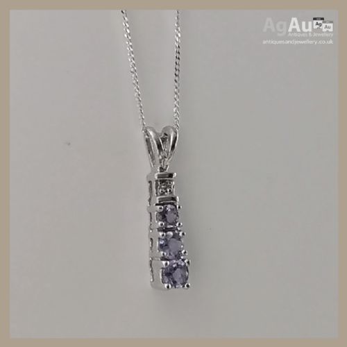 fig 1. 10ct White Gold Tanzanite & Diamond Pendant Necklace