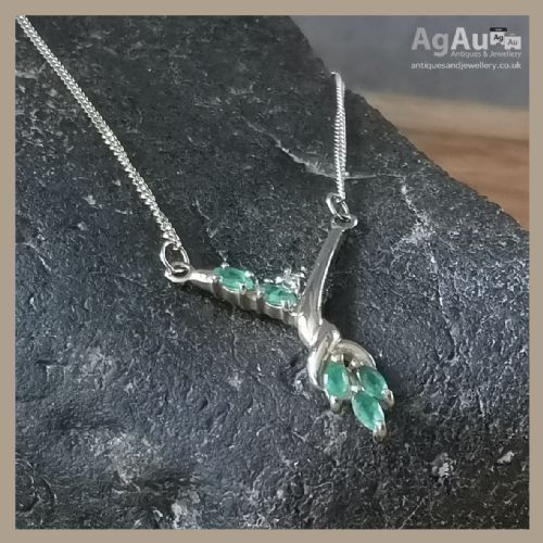 fig 1. 9ct Gold Diamond and Emerald Necklace