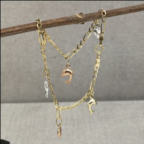 9ct Gold Dolphin Charm Bracelet