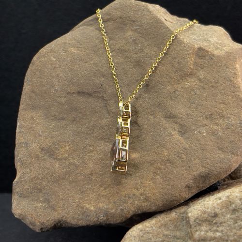 9CT GOLD CITRINE SMOKEY QUARTZ PENDANT NECKLACE - ADDITIONAL PHOTO 2