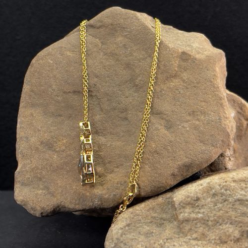 9CT GOLD CITRINE SMOKEY QUARTZ PENDANT NECKLACE - ADDITIONAL PHOTO 5
