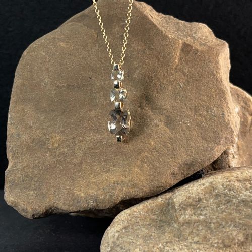 9CT GOLD CITRINE SMOKEY QUARTZ PENDANT NECKLACE - ADDITIONAL PHOTO 6