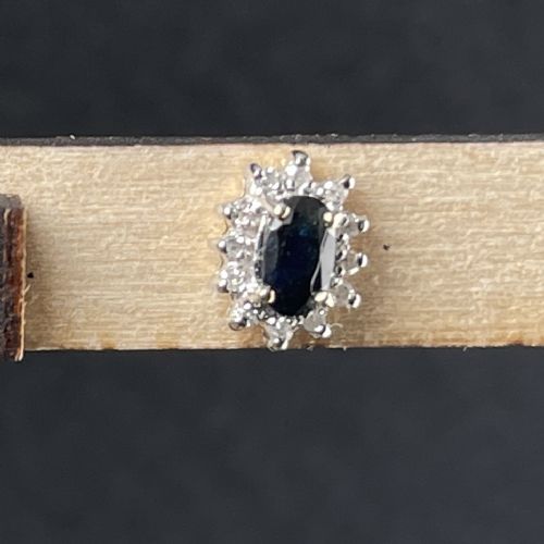 fig 1. 9ct Gold Sapphire & Diamond Cluster Stud Earrings