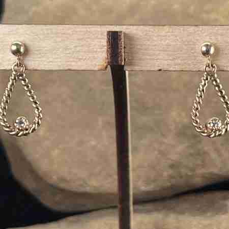 9ct Gold Pair of Diamond Drop Earrings