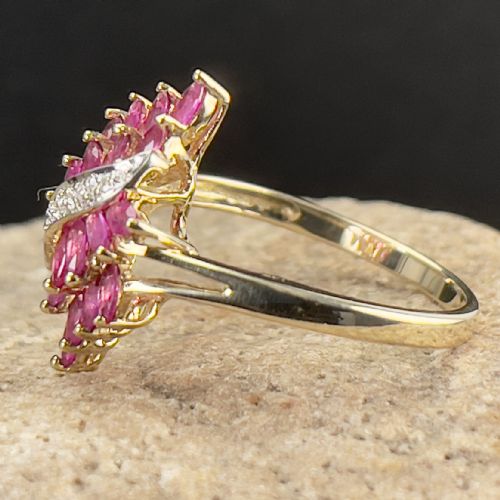 fig 1. 9ct Gold Ruby & Diamond Cocktail Ring