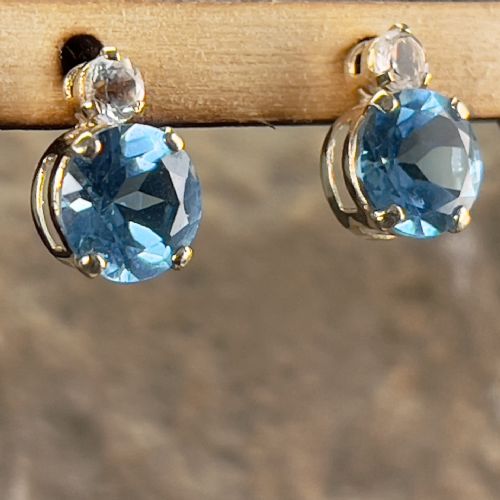 fig 1. 10ct Gold Blue & White Topaz Stud Earrings