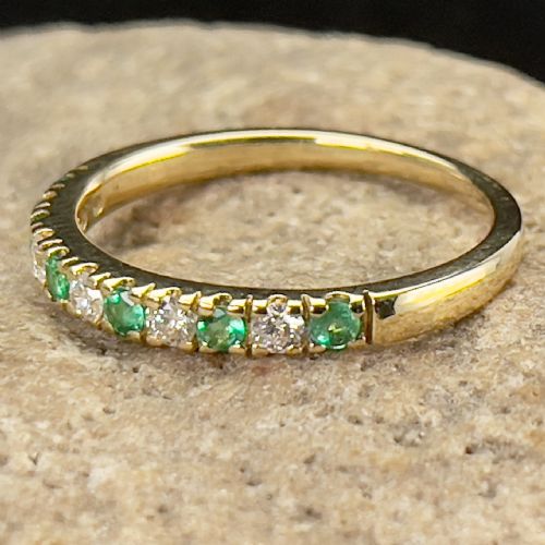 fig 1. 18ct Gold Diamond & Emerald Half Eternity Ring
