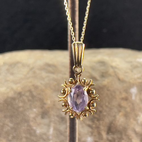 fig 1. 9ct Gold Victorian Amethyst Pendant Necklace