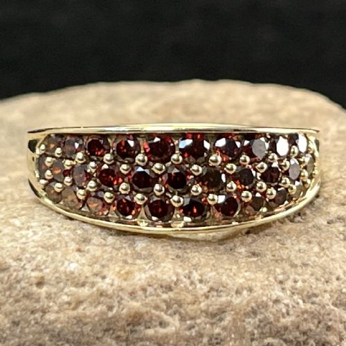 9ct Gold Red Diamond Cluster Ring