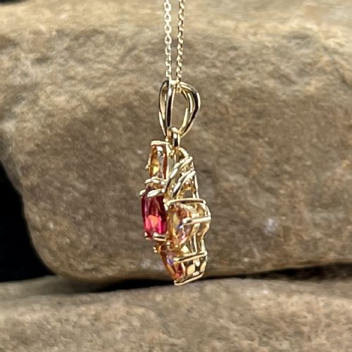 9CT GOLD GARNET IMPERIAL GARNET PENDANT NECKLACE - ADDITIONAL PHOTO 2