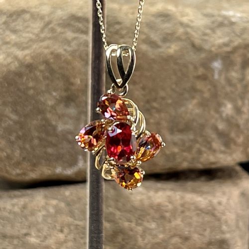 9CT GOLD GARNET IMPERIAL GARNET PENDANT NECKLACE - ADDITIONAL PHOTO 3