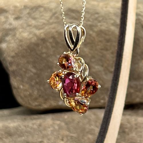9CT GOLD GARNET IMPERIAL GARNET PENDANT NECKLACE - ADDITIONAL PHOTO 4