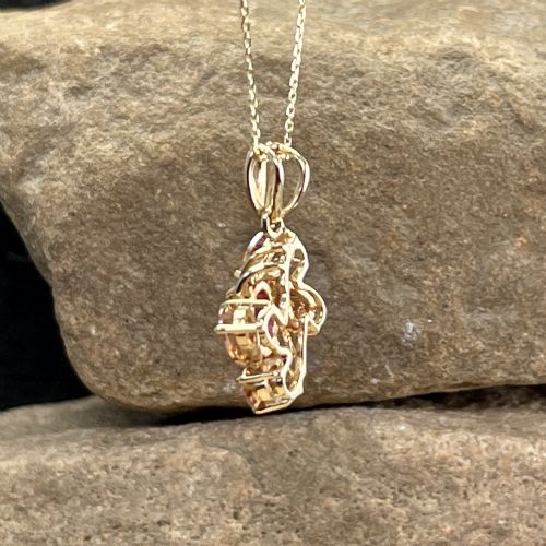 9CT GOLD GARNET IMPERIAL GARNET PENDANT NECKLACE - ADDITIONAL PHOTO 5