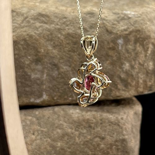 9CT GOLD GARNET IMPERIAL GARNET PENDANT NECKLACE - ADDITIONAL PHOTO 6