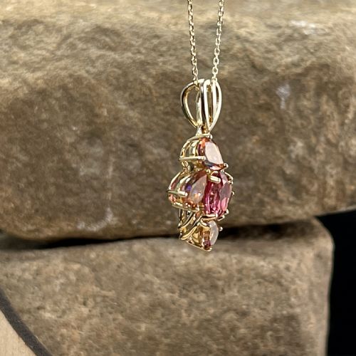 9CT GOLD GARNET IMPERIAL GARNET PENDANT NECKLACE - ADDITIONAL PHOTO 7