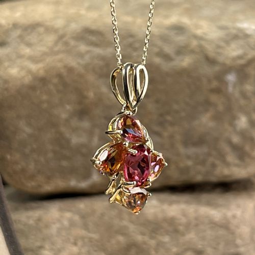 9CT GOLD GARNET IMPERIAL GARNET PENDANT NECKLACE - ADDITIONAL PHOTO 8