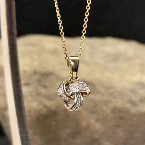 fig 1. 9ct Gold Diamond Knot Necklace