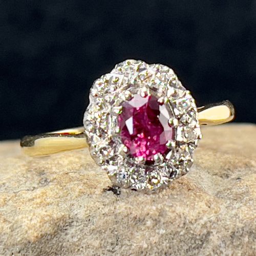 18ct George V Gold Ruby and Diamond Ring