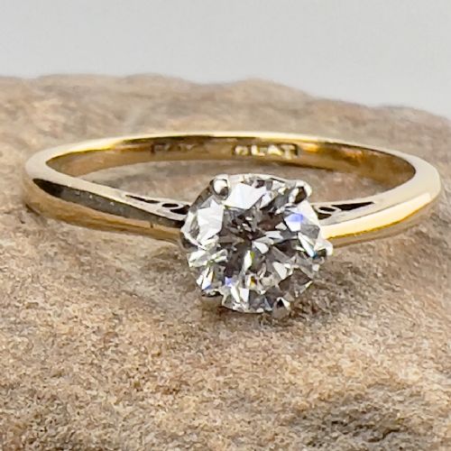 18ct Art Deco Gold & Platinum Diamond Solitaire Ring