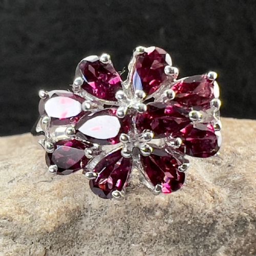 9ct White Gold Pear Drop Amethyst Cluster Ring