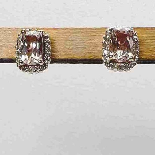 9ct Rose Gold Morganite & Diamond Stud Earrings