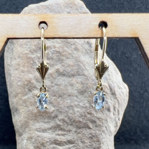 9ct Gold Aquamarine Hinged Earrings