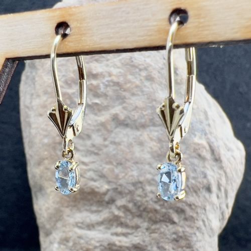 fig 1. 9ct Gold Aquamarine Hinged Earrings
