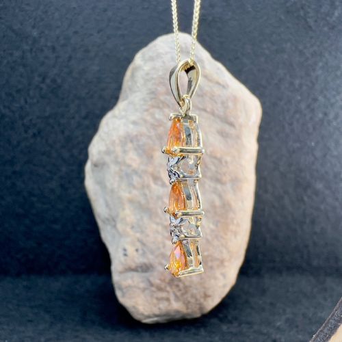 9CT GOLD TOPAZ DIAMOND PENDANT NECKLACE - ADDITIONAL PHOTO 1