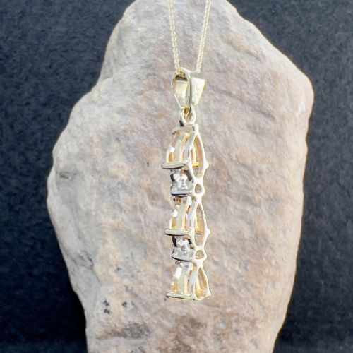 9CT GOLD TOPAZ DIAMOND PENDANT NECKLACE - ADDITIONAL PHOTO 3