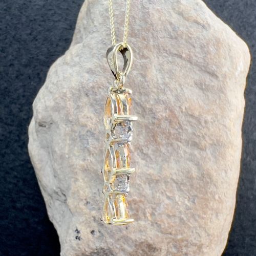 9CT GOLD TOPAZ DIAMOND PENDANT NECKLACE - ADDITIONAL PHOTO 6