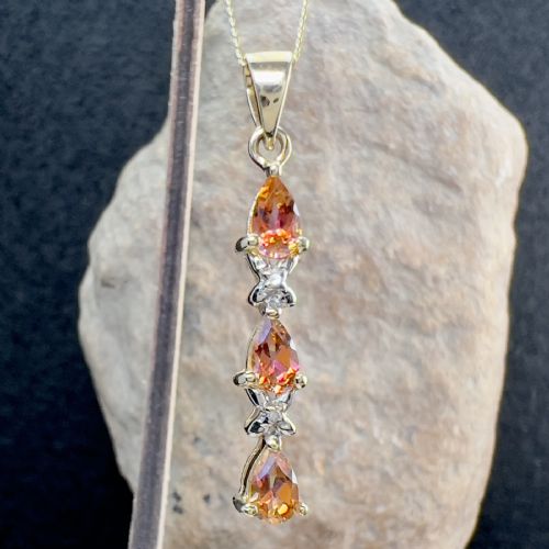 9CT GOLD TOPAZ DIAMOND PENDANT NECKLACE - ADDITIONAL PHOTO 7