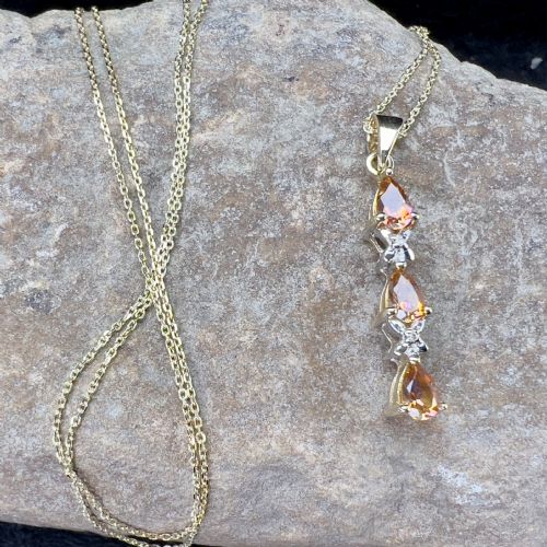 9CT GOLD TOPAZ DIAMOND PENDANT NECKLACE - ADDITIONAL PHOTO 8