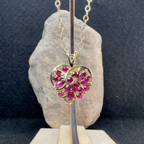 9ct Gold Ruby Heart Pendant Necklace