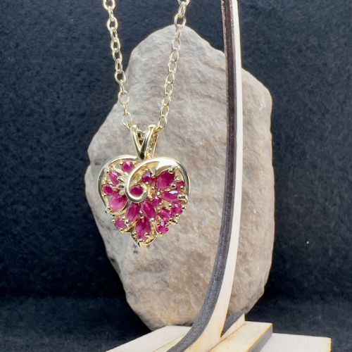 fig 1. 9ct Gold Ruby Heart Pendant Necklace