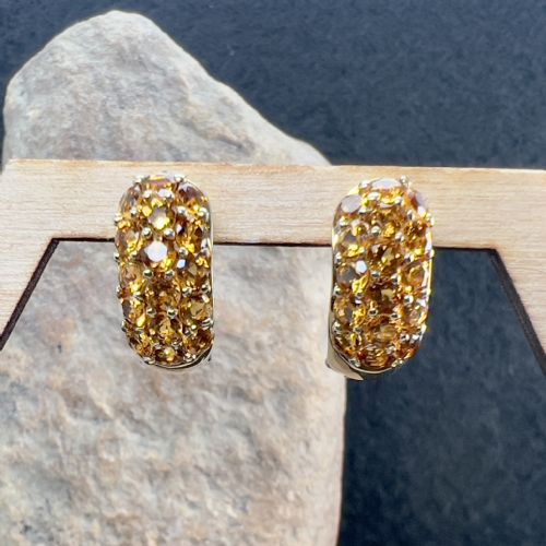 9ct Gold Whiskey Quartz Hinged Back Earrings