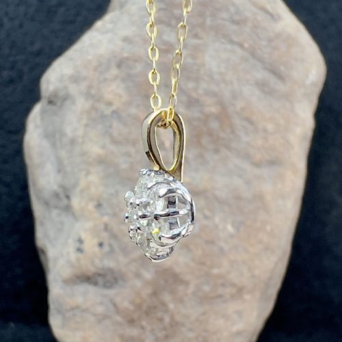 9CT GOLD DIAMOND 035CT CLUSTER PENDANT NECKLACE - ADDITIONAL PHOTO 4