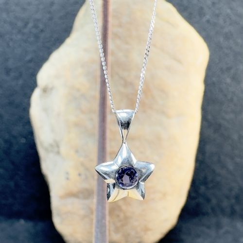 9CT WHITE GOLD LOLITE STAR PENDANT NECKLACE - ADDITIONAL PHOTO 1