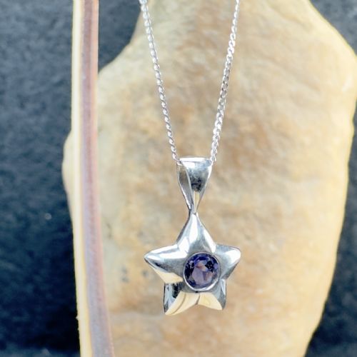 9CT WHITE GOLD LOLITE STAR PENDANT NECKLACE - ADDITIONAL PHOTO 3