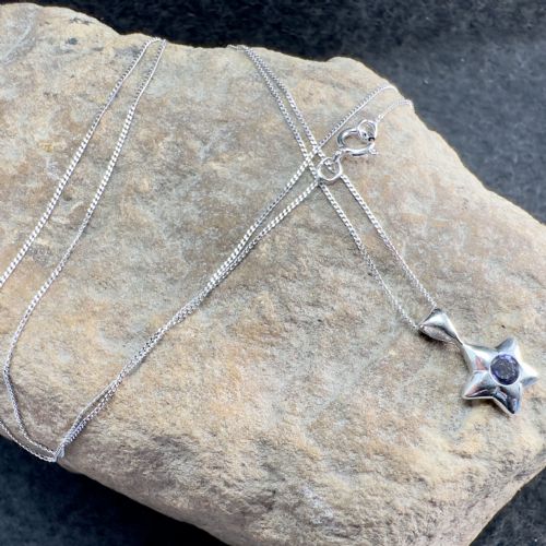 9CT WHITE GOLD LOLITE STAR PENDANT NECKLACE - ADDITIONAL PHOTO 9