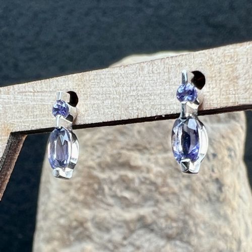 9ct White Gold Lolite Stud Earrings