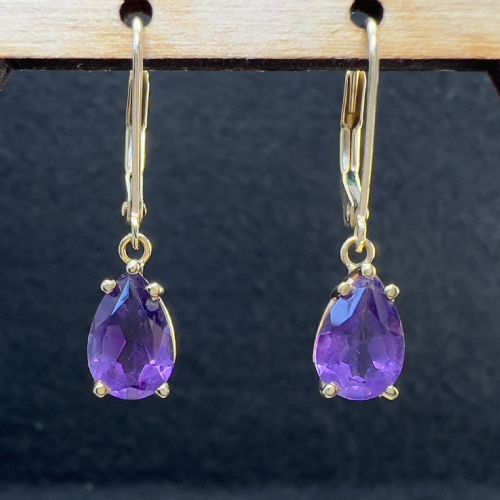 14ct Gold Alexandrite Leverback Drop Earrings