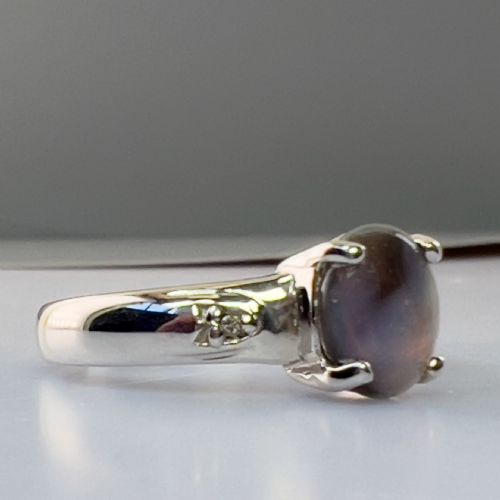 fig 1. 9ct White Gold Black Australian & White Topaz Ring