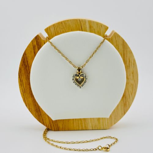 fig 1. 9ct Gold Diamond Heart Pendant Necklace