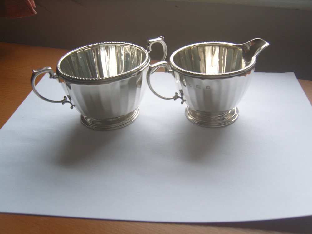 Superb Hallmarked Sterling Silver Cream Jug and Sugar Bowl