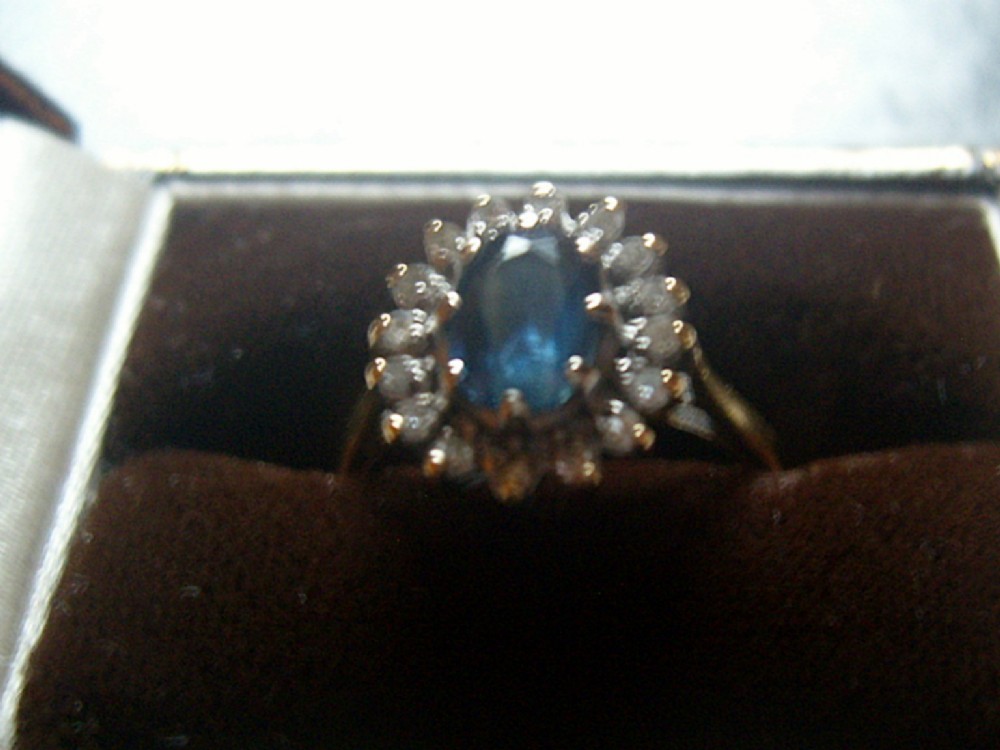 Superb Art Deco 18ct Gold Sapphire and Diamond Ring