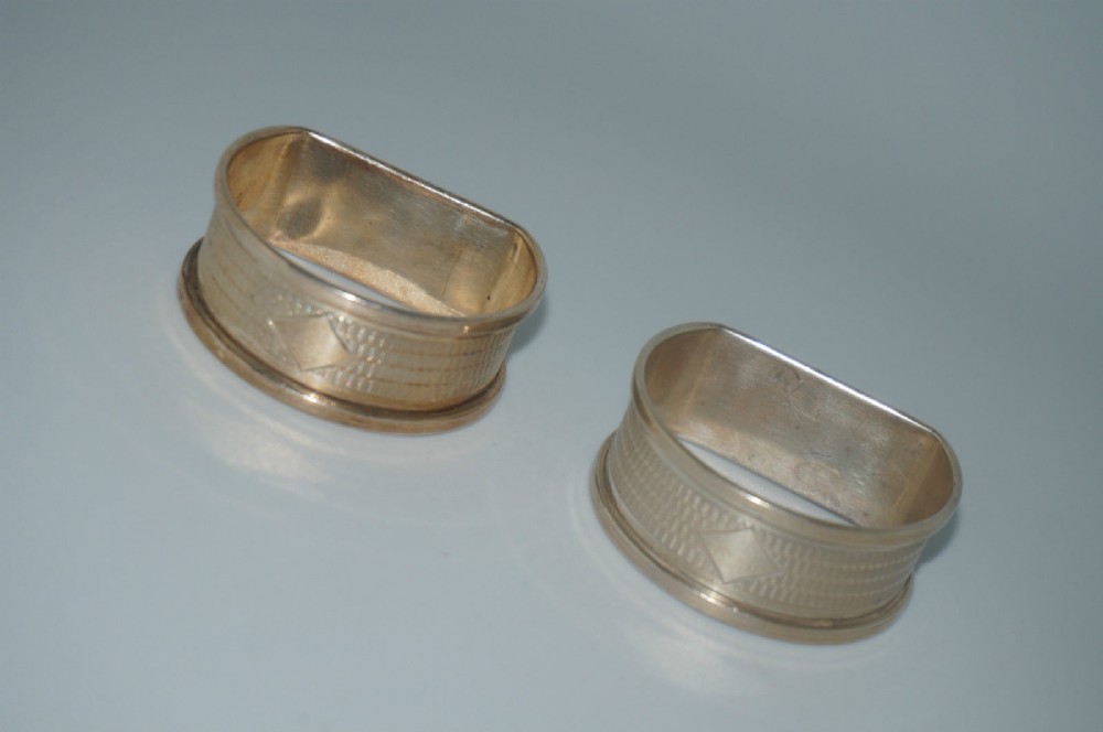 Pair Of George VI Art Deco Sterling Silver Napkin Rings – Birmingham – 1939