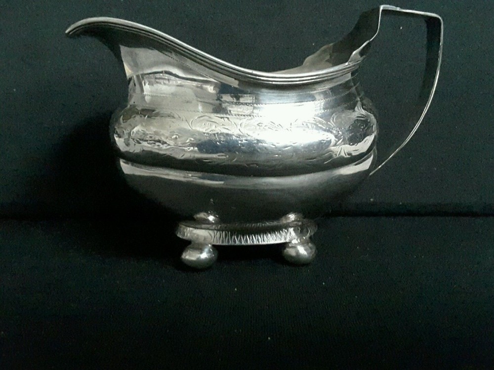 RARE GEORGIAN NEWCASTLE SOLID SILVER CREAM JUG BY D. LANGLANDS  